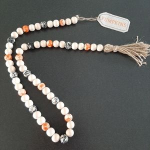 Halloween fall beaded garland orange, black, wood